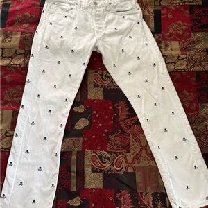 Polo Ralph Lauren Skulls & Bones White Varick Sullivan Slim Straight Jeans 34x34